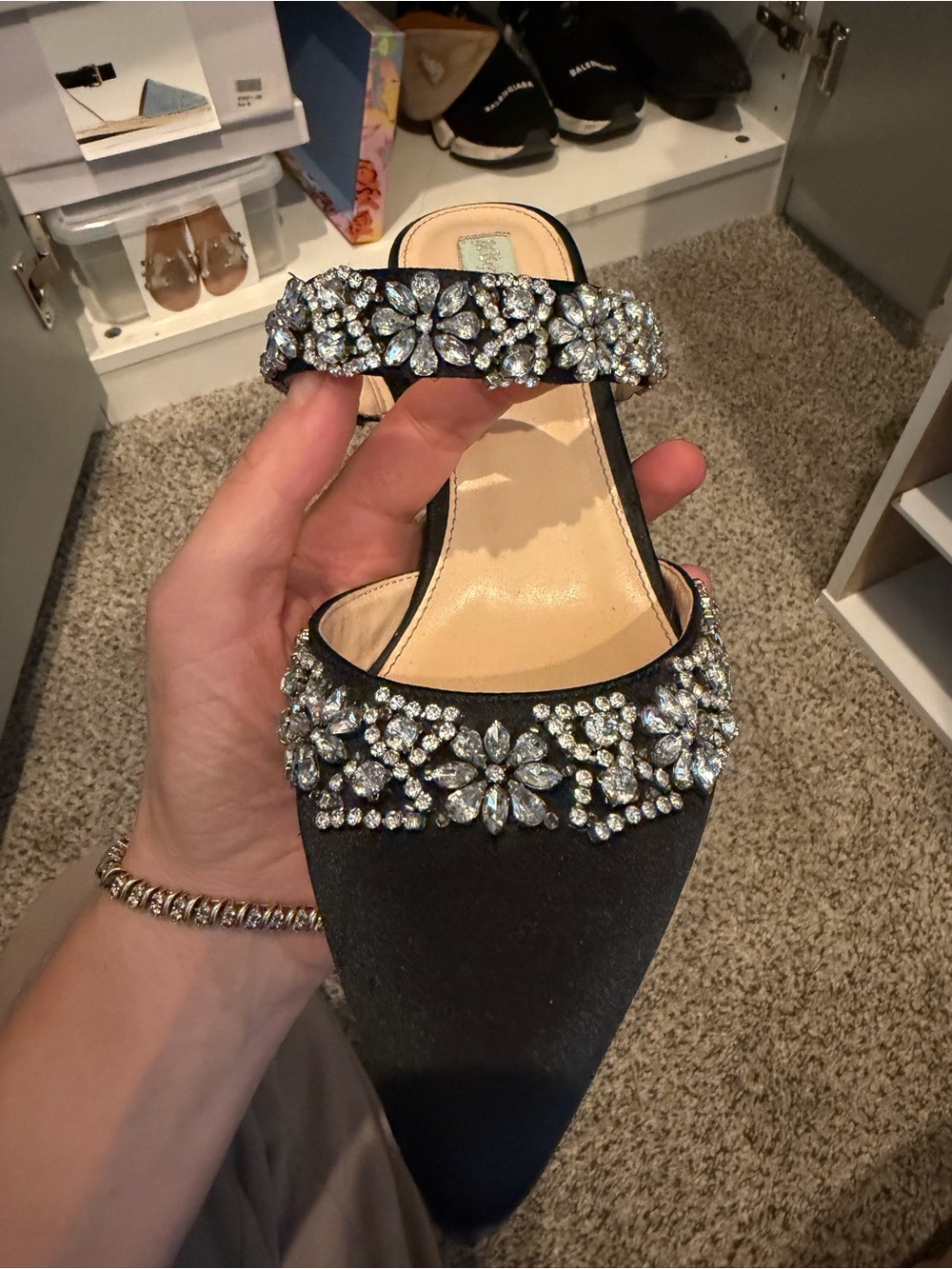 Betsy Johnson Elina Black Pointed Toe Mules - Picture 3 of 8